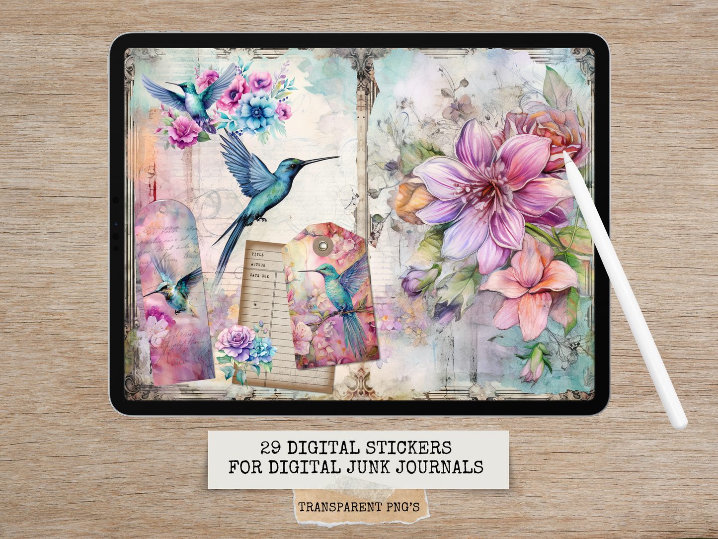 Hummingbirds & Florals - Junk Journal Kit