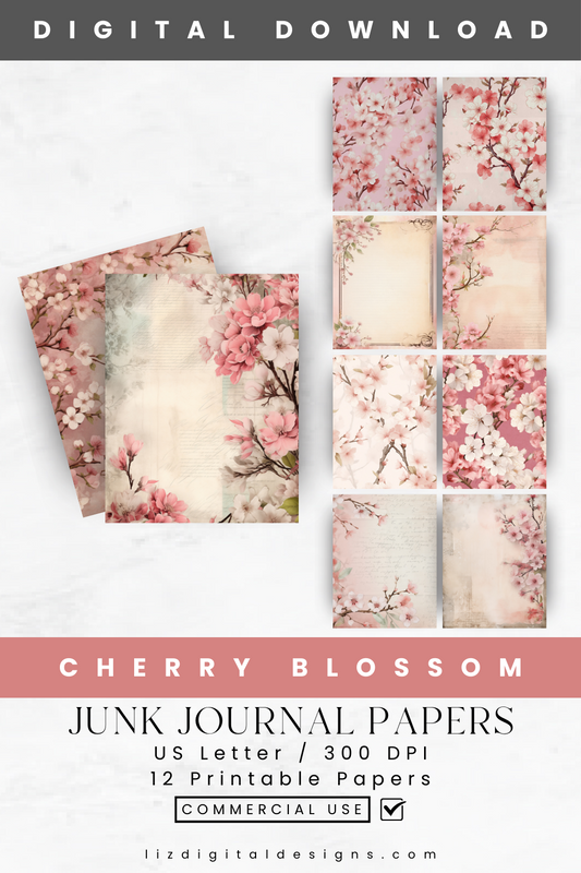 Cherry Blossom - Junk Journal & Scrapbooking Papers