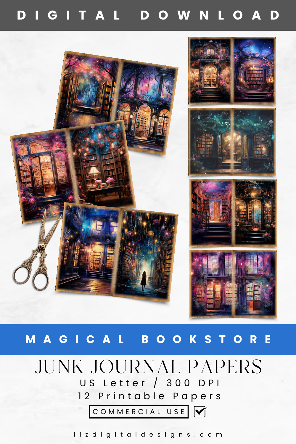 Magical Bookstore - Junk Journal & Scrapbooking Papers