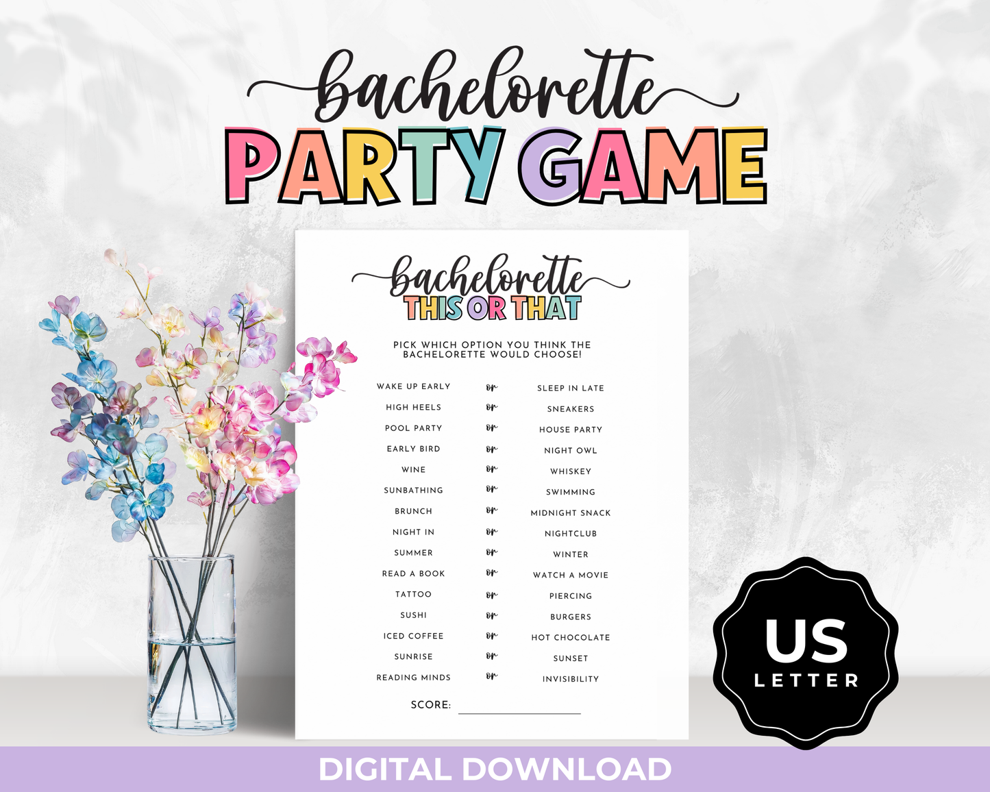 Bachelorette Party Game - This or That