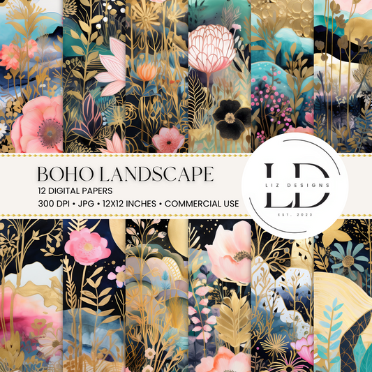 Boho Landscape Digital Papers