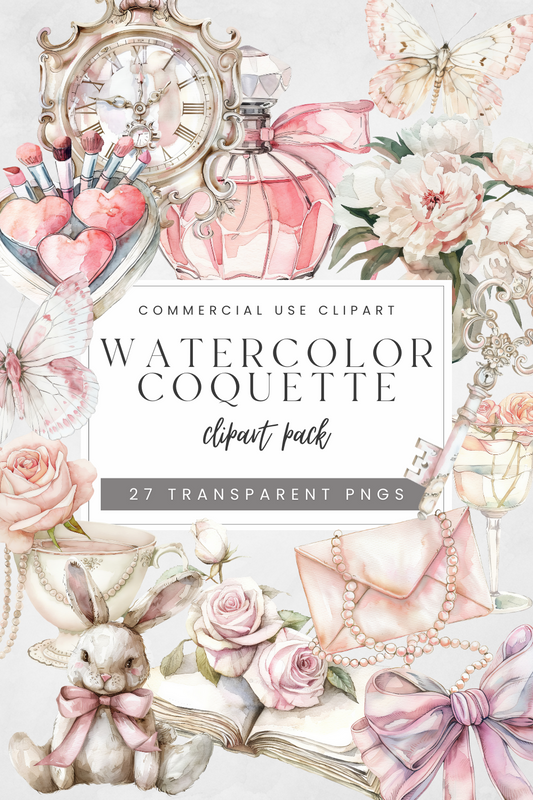 Watercolor Coquette Clipart Pack