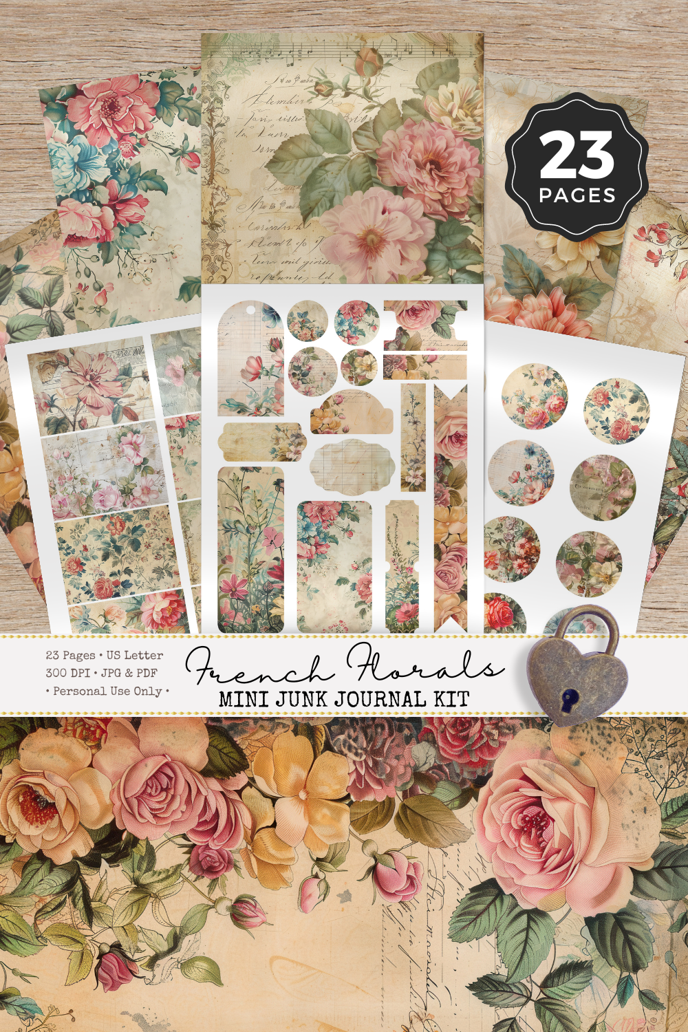 French Florals - Mini Junk Journal Kit