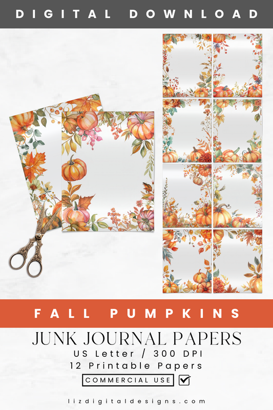 Fall Pumpkins - Junk Journal & Scrapbooking Paper