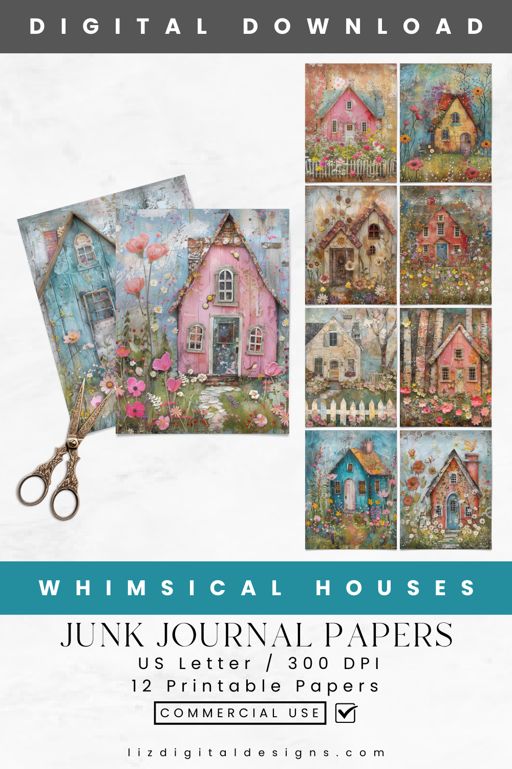 Whimsical Houses - Junk Journal & Scrapbooking Paper