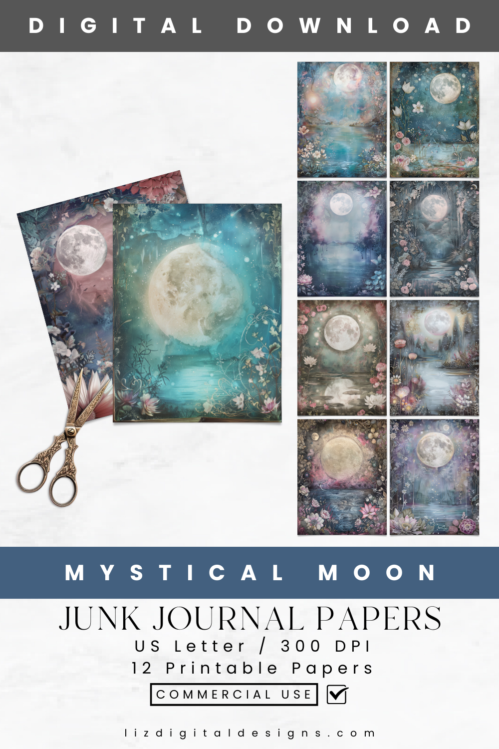 Mystical Moon Vol 1 - Junk Journal & Scrapbooking Papers