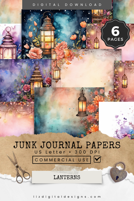 Lanterns - Junk Journal & Scrapbooking Papers