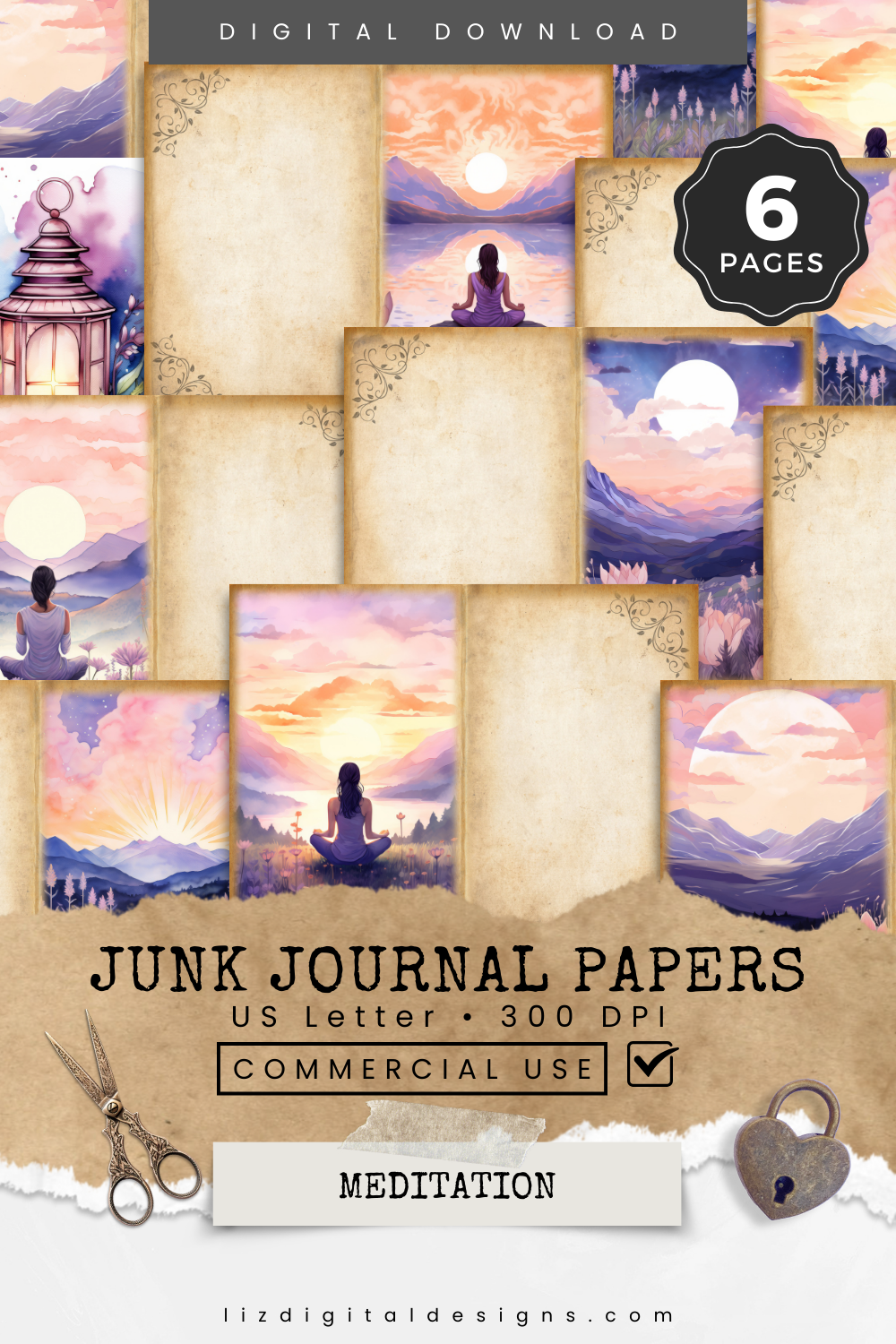 Meditation - Junk Journal & Scrapbooking Papers