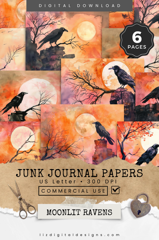 Moonlit Ravens - Junk Journal & Scrapbooking Papers