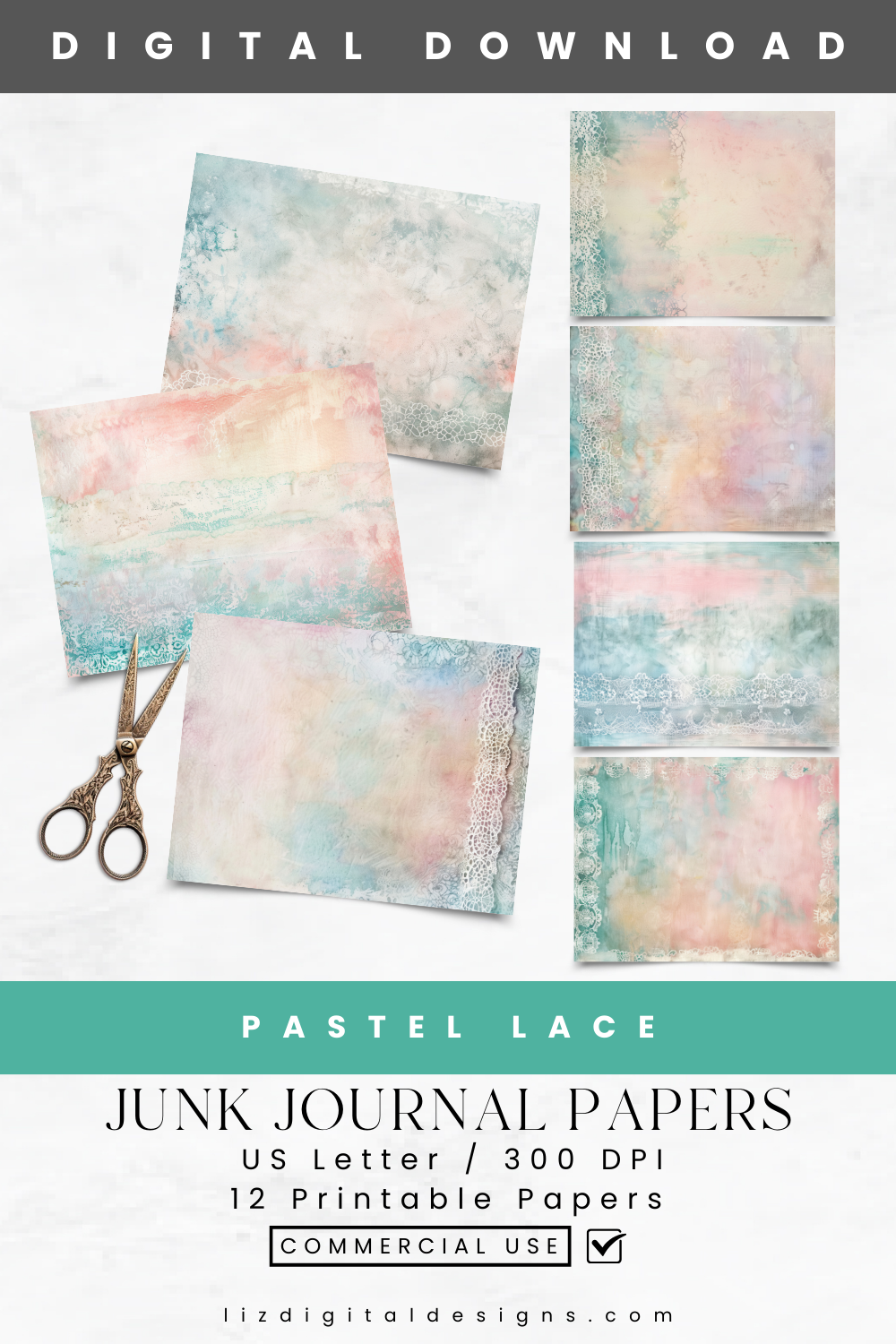 Pastel Lace - Junk Journal & Scrapbooking Paper