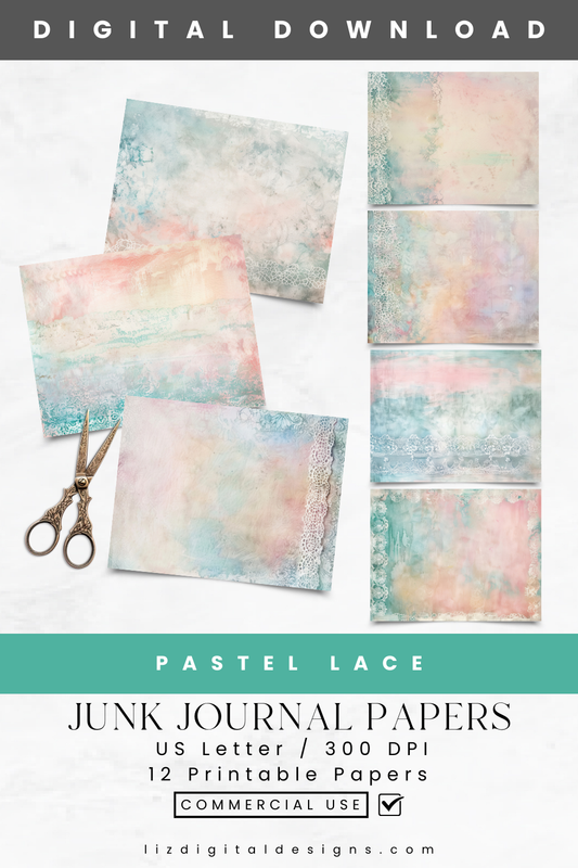 Pastel Lace - Junk Journal & Scrapbooking Paper