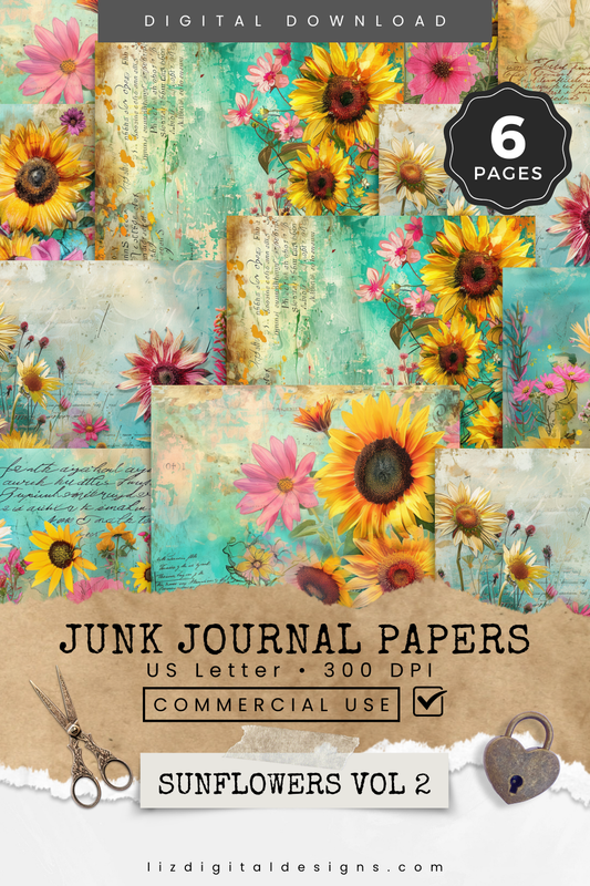 Sunflowers Vol 2 - Junk Journal & Scrapbooking Paper