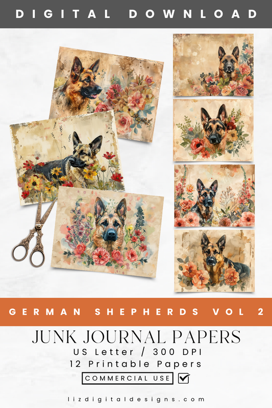 German Shepherds Vol 2 - Junk Journal & Scrapbooking Paper