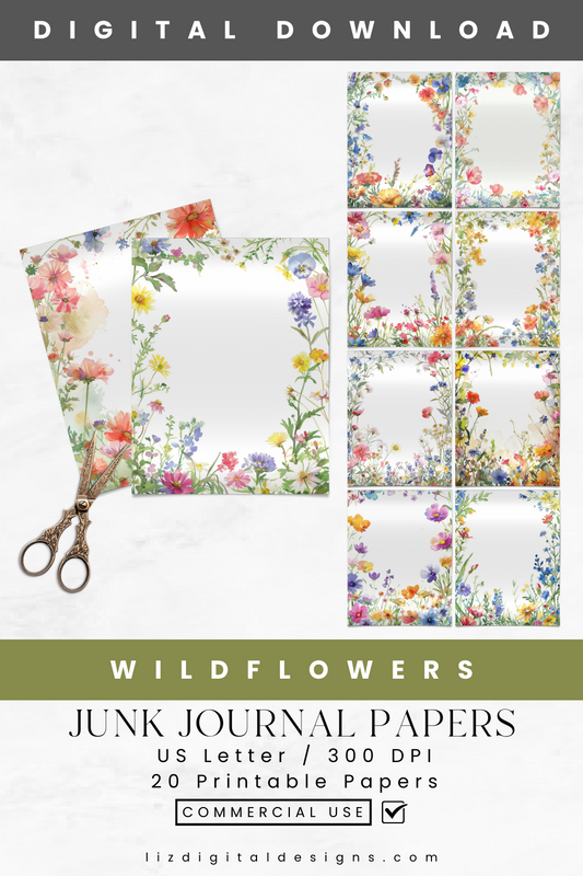 Wildflowers - Junk Journal & Scrapbooking Papers